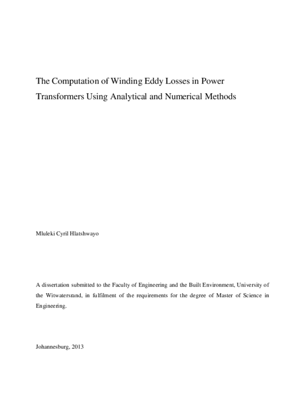(PDF) The Computation of Winding Eddy Losses in Power Transformers ...
