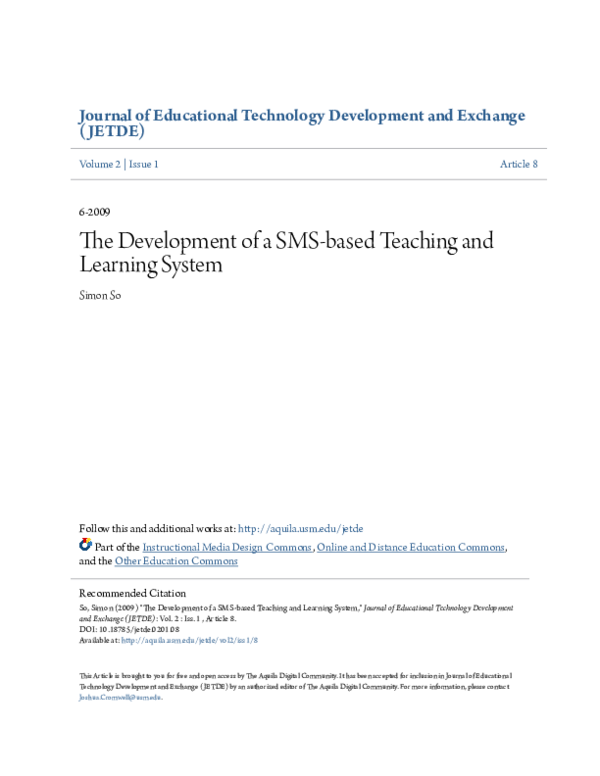 (PDF) The development of a SMS-based teaching and learning system