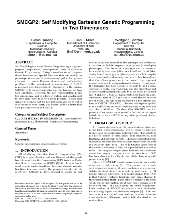 (PDF) SMCGP2: self modifying cartesian genetic programming in two ...