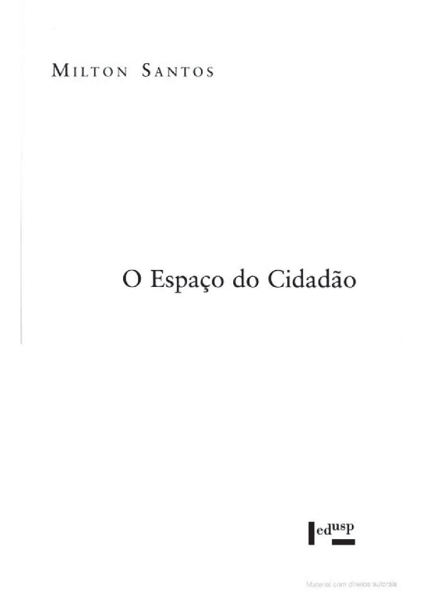 (PDF) Milton Santos Espaco do Cidadao Cidadania Mutilada