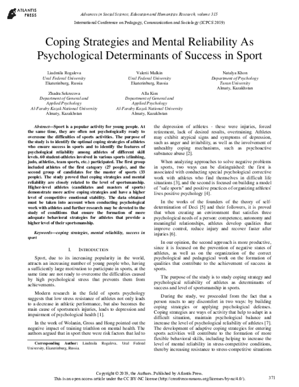 (PDF) Coping Strategies and Mental Reliability As Psychological ...