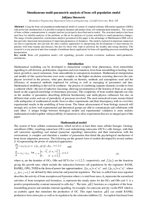 (PDF) Simultaneous Multi-Parametric Analysis of Bone Cell Population Model