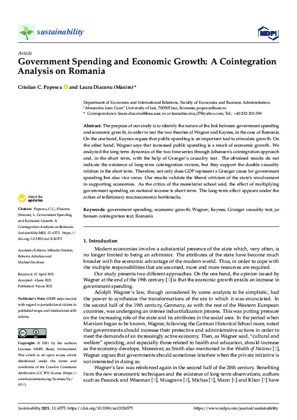 (PDF) Government Spending and Economic Growth: A Cointegration Analysis ...