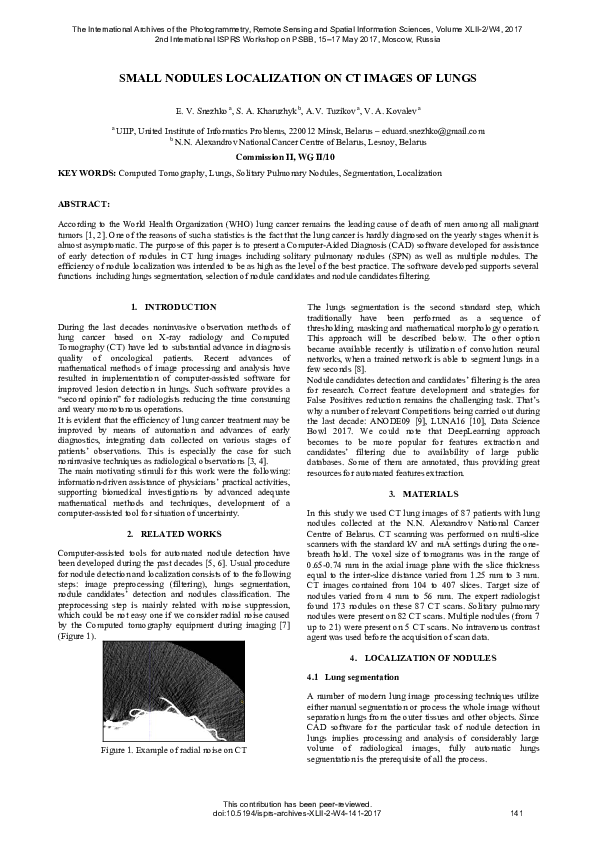 (PDF) Small Nodules Localization on CT Images of Lungs