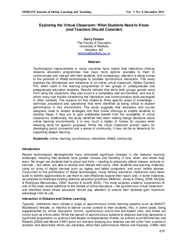 (PDF) Exploring the Virtual Classroom: What Students Need to Know (and ...