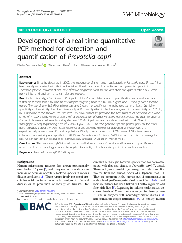 (PDF) Development of a real-time quantitative PCR method for detection ...