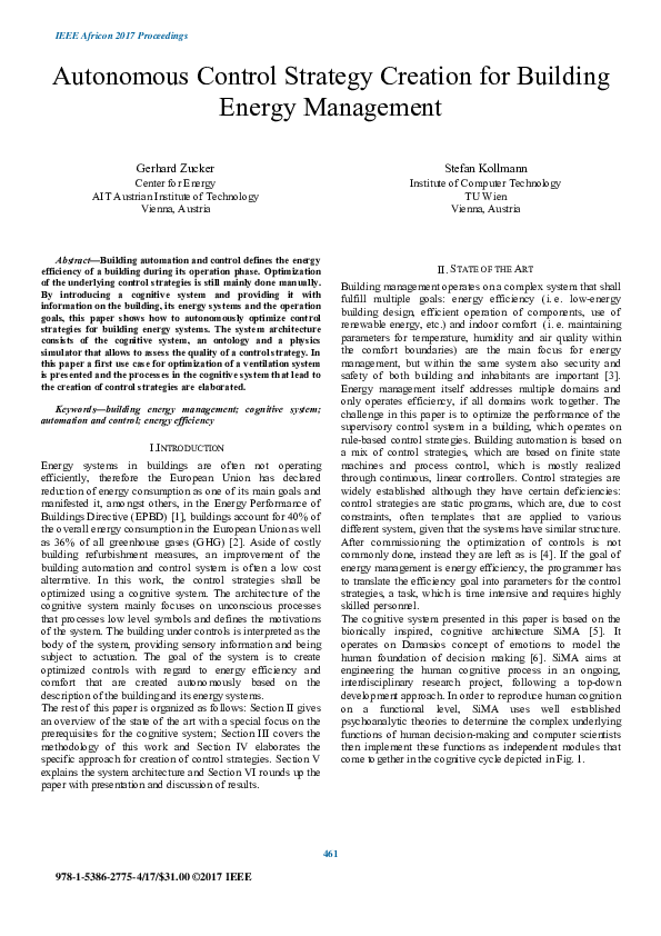 (PDF) Autonomous control strategy creation for building energy management