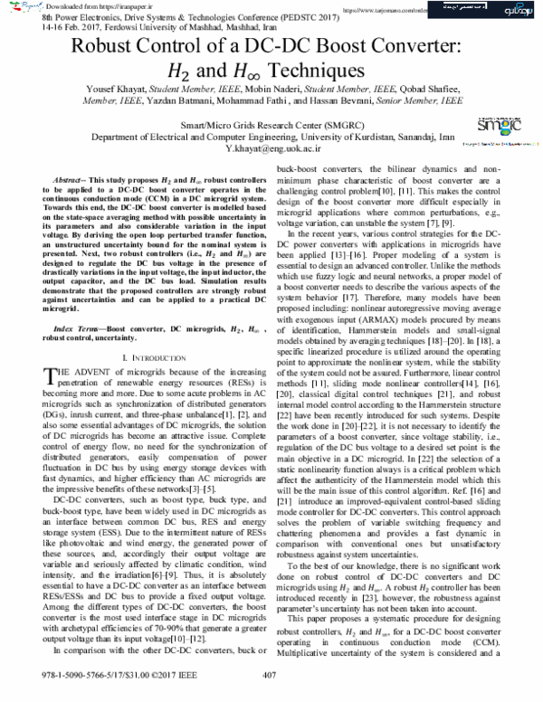 (PDF) Robust control of a DC-DC boost converter: H 2 and H∞ techniques