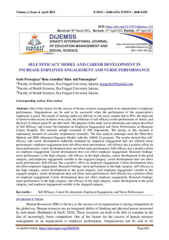 (PDF) Self Efficacy Model and Career Development in Increase Employee ...
