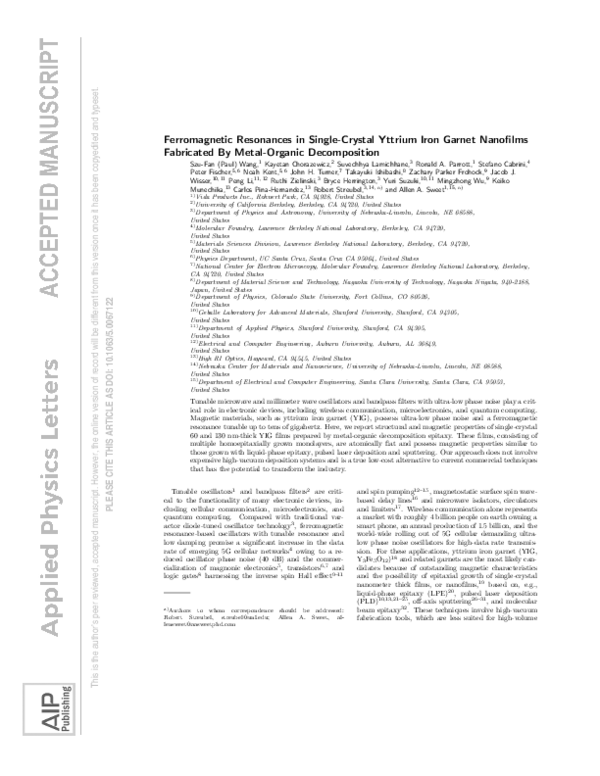 (PDF) Ferromagnetic resonances in single-crystal yttrium iron garnet ...