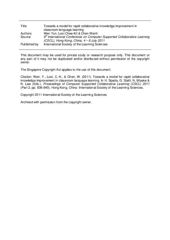 (PDF) Towards a model for rapid collaborative knowledge improvement in ...