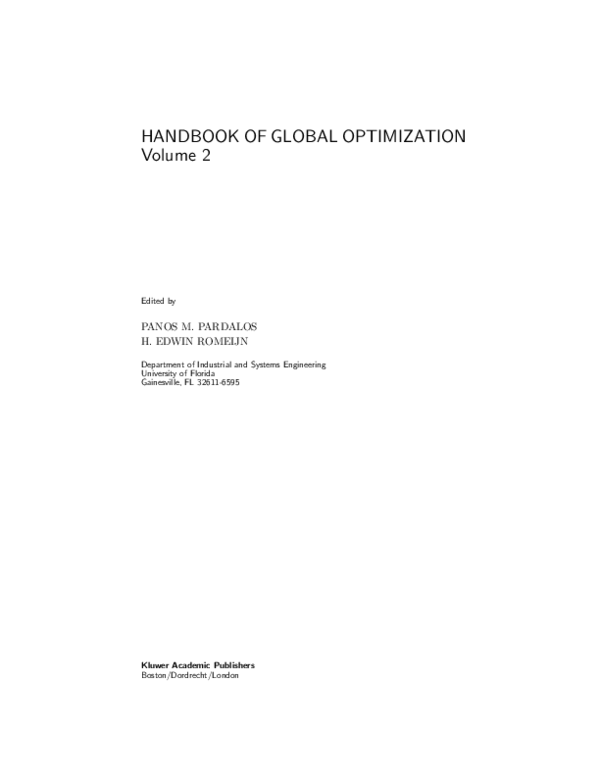 (PDF) Handbook of global optimization