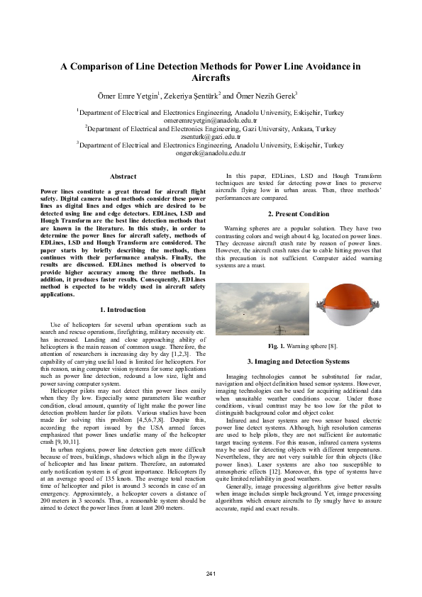 (PDF) A comparison of line detection methods for power line avoidance ...