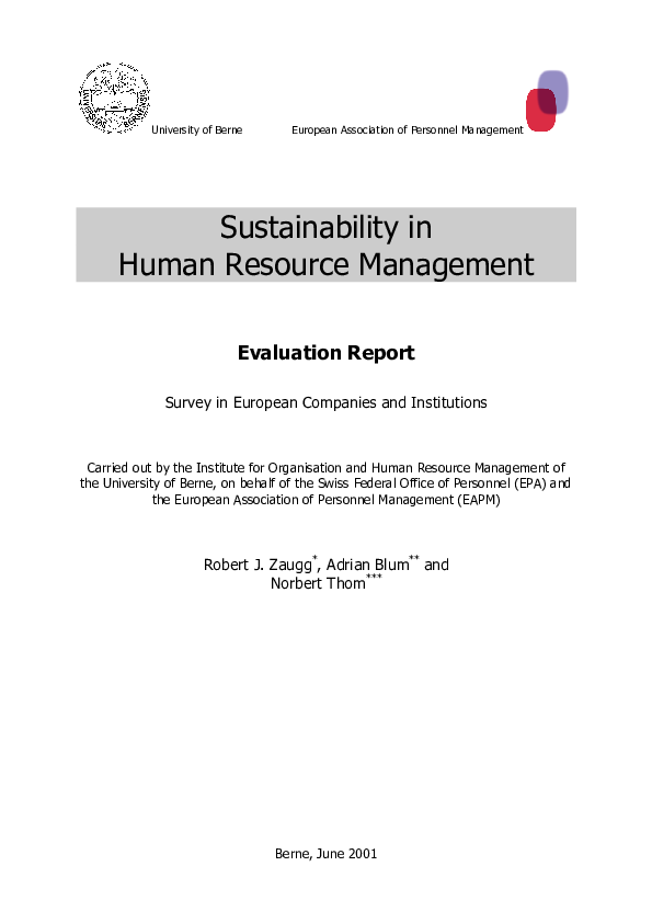 (PDF) Sustainability in Human Resource Management