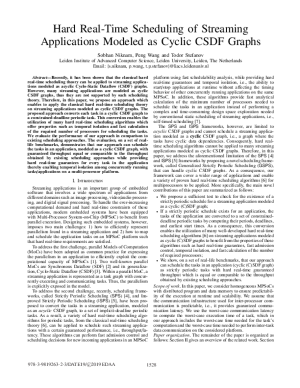 (PDF) Hard Real-Time Scheduling of Streaming Applications Modeled as ...