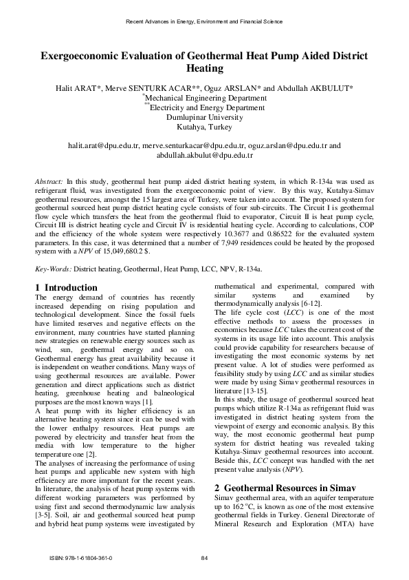 (PDF) Exergoeconomic Evaluation of Geothermal Heat Pump Aided District ...