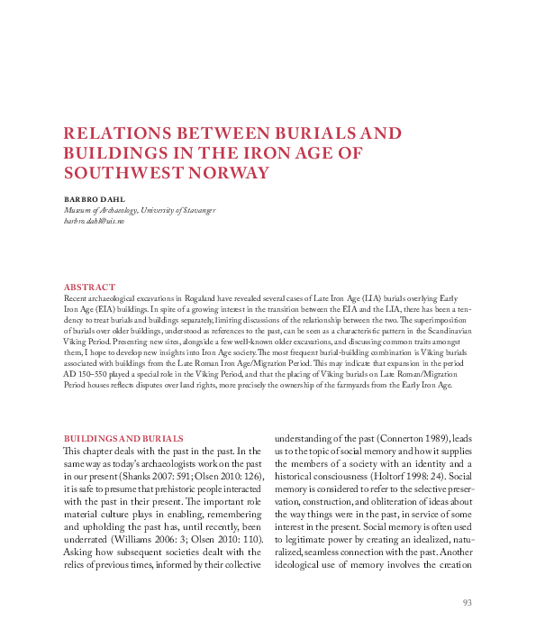 (PDF) Relations Between Burials and Buildings in the Iron Age of ...