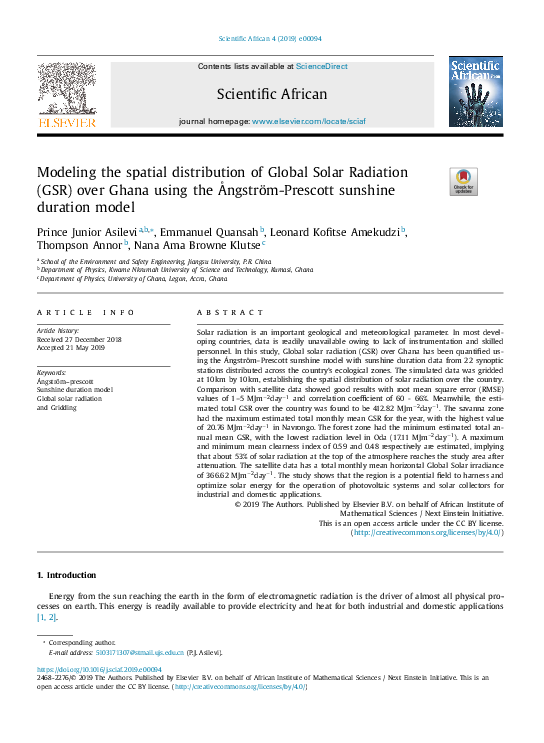 (PDF) Modeling the spatial distribution of Global Solar Radiation (GSR ...