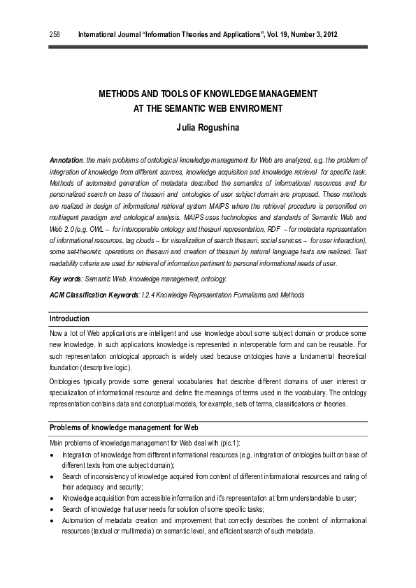 (PDF) Methods and Tools of Knowledge Management at the Semantic Web ...