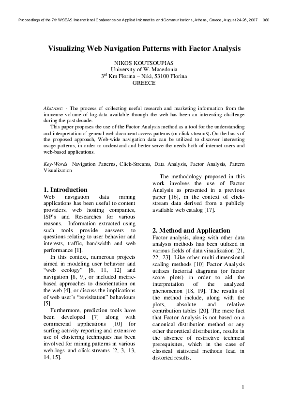 (PDF) Visualizing web navigation patterns with factor analysis