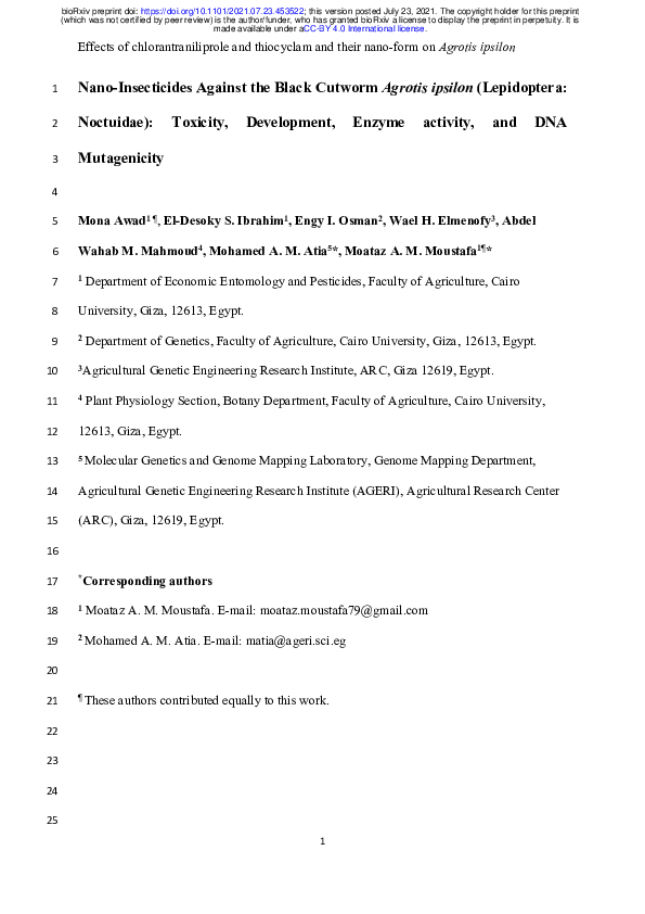 (PDF) Nano-Insecticides Against the Black Cutworm Agrotis ipsilon ...