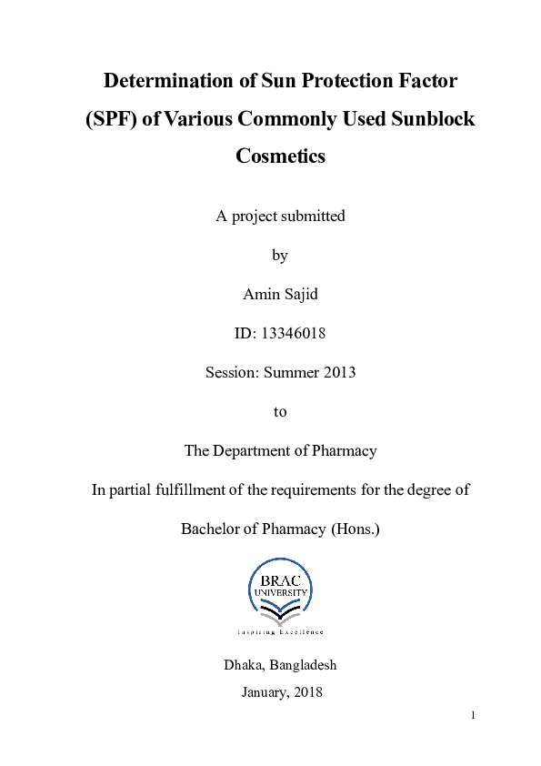 (PDF) Determination of Sun Protection Factor (SPF) of various commonly