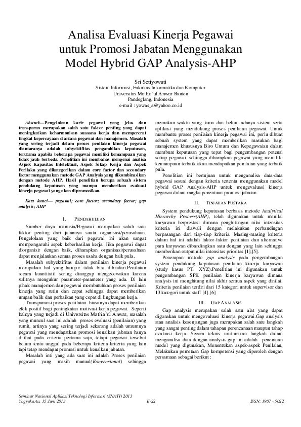 (PDF) Analisa Evaluasi Kinerja Pegawai untuk Promosi Jabatan ...