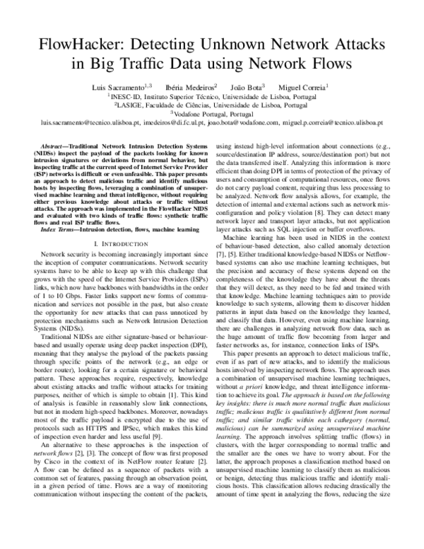(PDF) FlowHacker: Detecting Unknown Network Attacks in Big Traffic Data ...