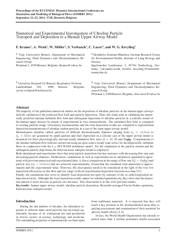 (PDF) Numerical and Experimental Investigation of Ultrafine Particle ...