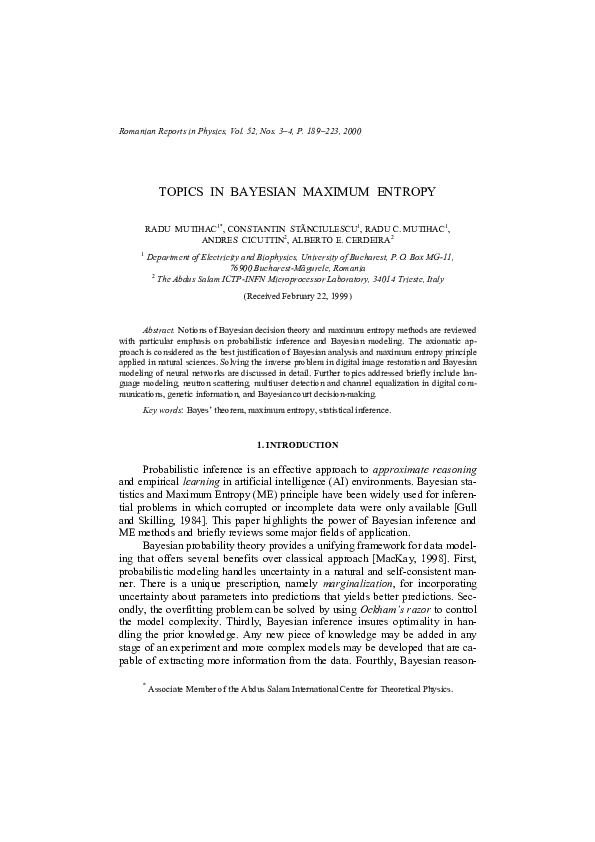 (PDF) Bayesian Maximum Entropy