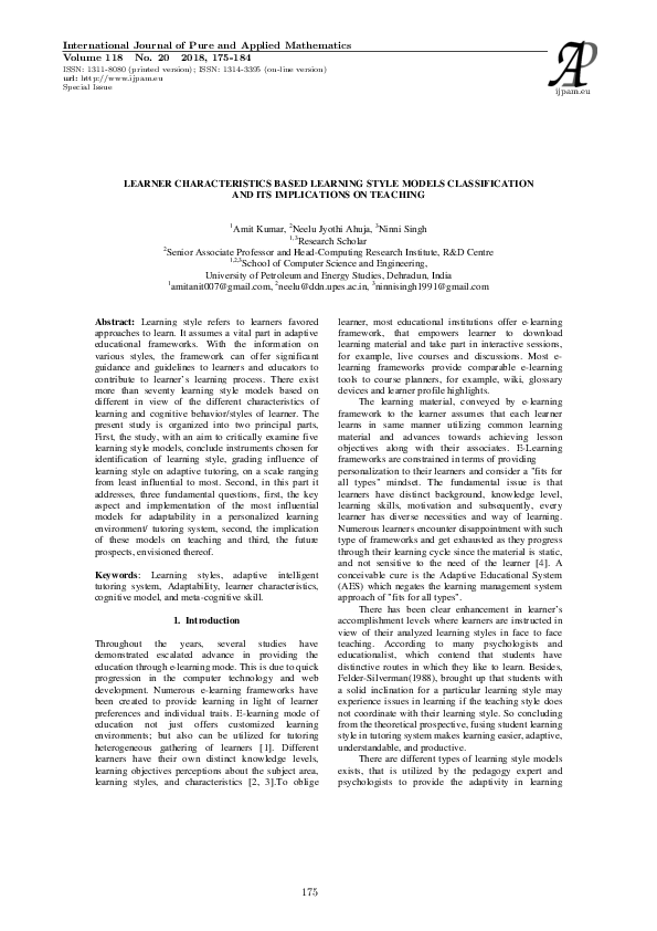 (PDF) Learner Characteristics Based Learning Style Models ...