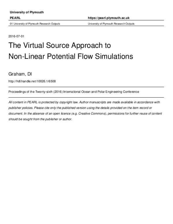 (PDF) The virtual source approach to non-linear potential flow simulations