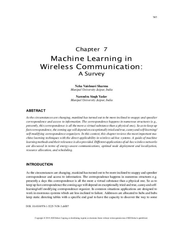 (PDF) Machine Learning in Wireless Communication