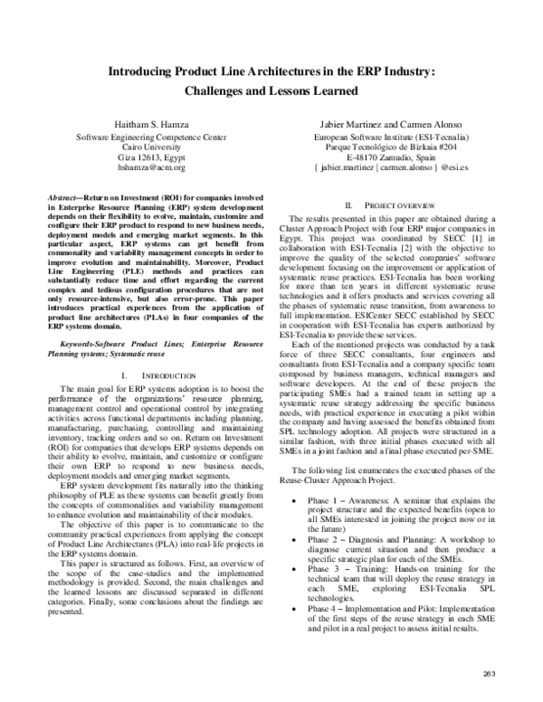 (PDF) Introducing Product Line Architectures in the ERP Industry ...