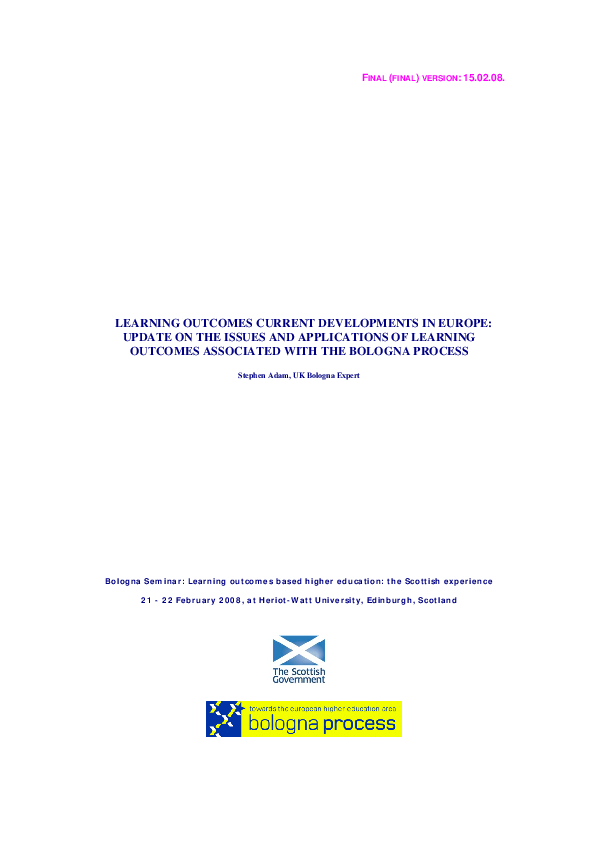 (PDF) Learning Current Developments in Europe Update on the