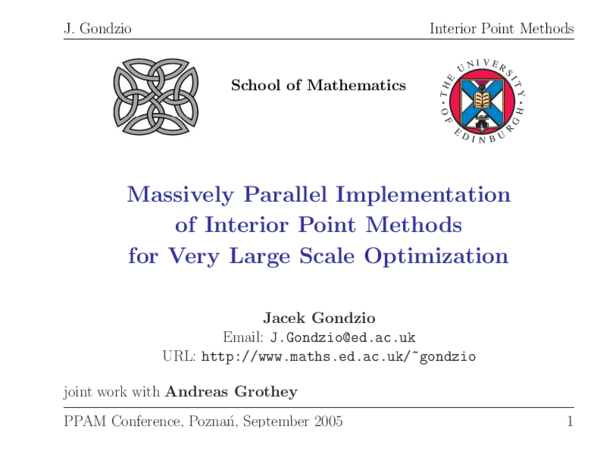 (PDF) Massively Parallel Implementation of Interior Point Methods for ...