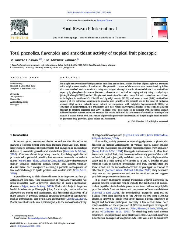 (PDF) Total phenolics, flavonoids and antioxidant activity of tropical