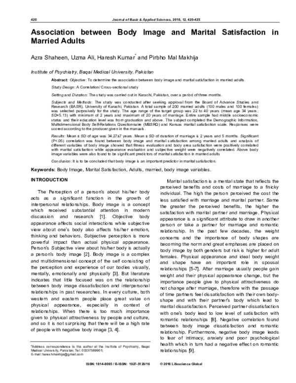 (PDF) Association between Body Image and Marital Satisfaction in ...