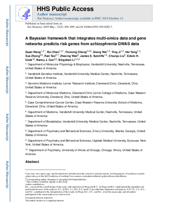 (PDF) F1000Prime recommendation of A Bayesian framework that integrates ...