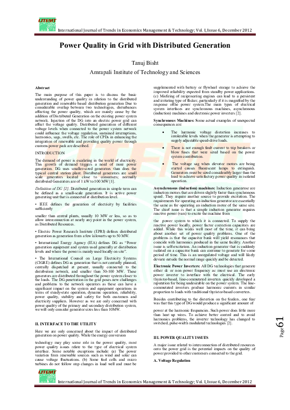 (PDF) Power Quality in Grid with Distributed Generation