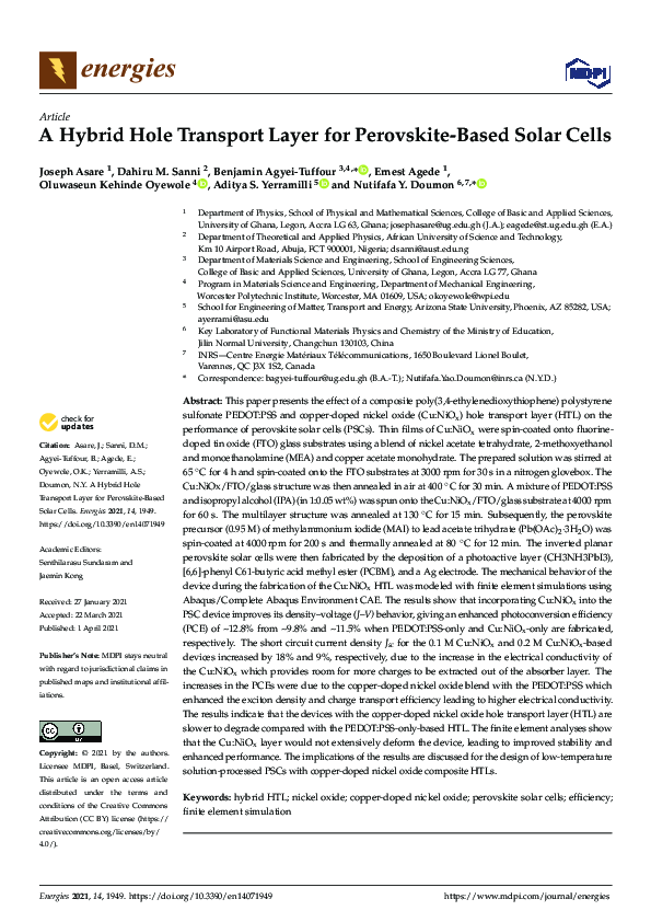 (PDF) A Hybrid Hole Transport Layer for Perovskite-Based Solar Cells