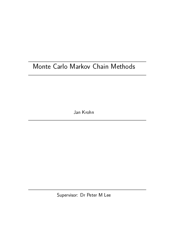 (PDF) Monte Carlo Markov Chain Methods