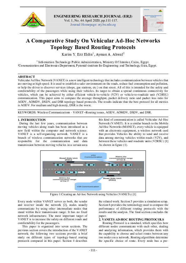 (PDF) A Comparative Study On Vehicular Ad-Hoc Networks Topology Based ...