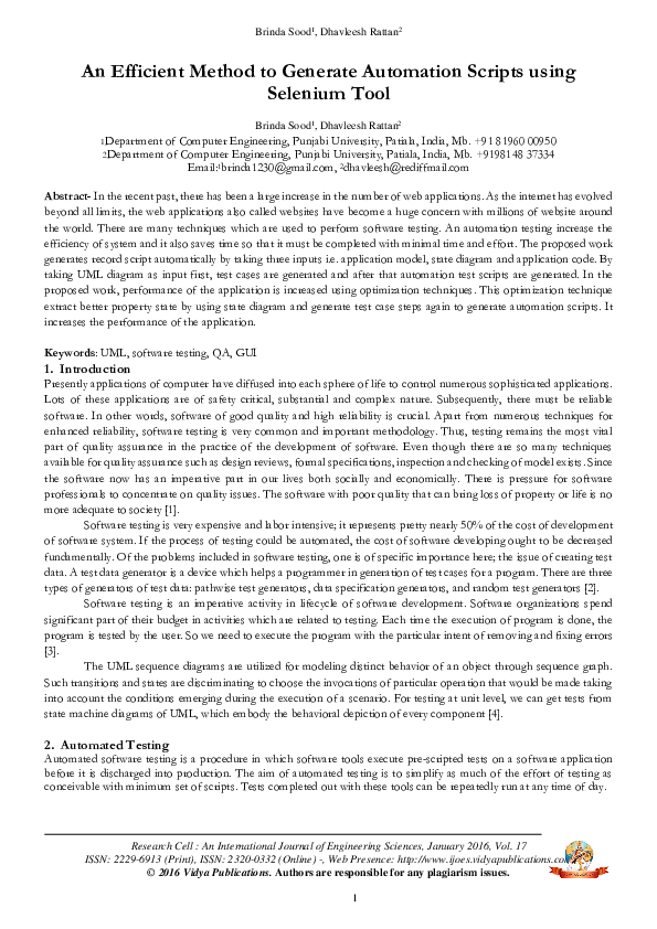 (PDF) An Efficient Method to Generate Automation Scripts using Selenium ...