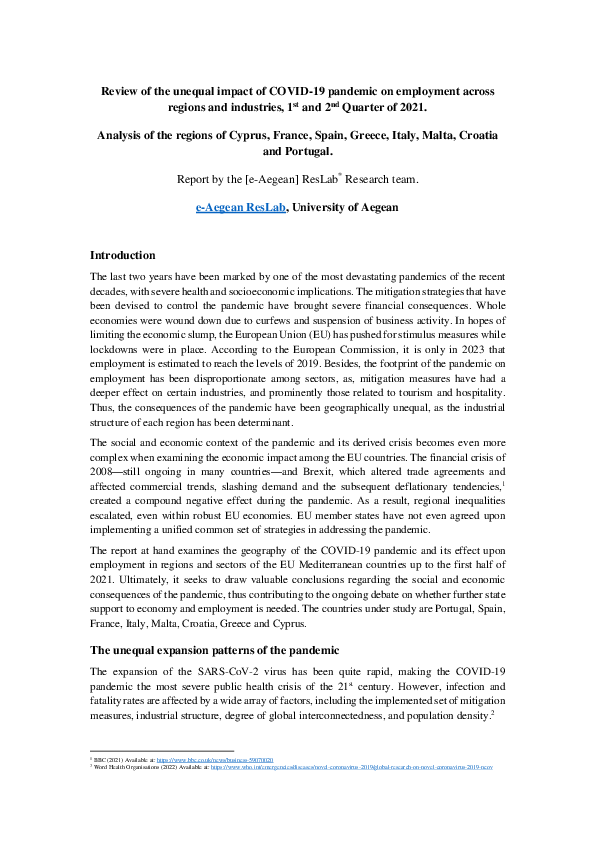 (PDF) Review of the unequal impact of COVID-19 pandemic on employment ...