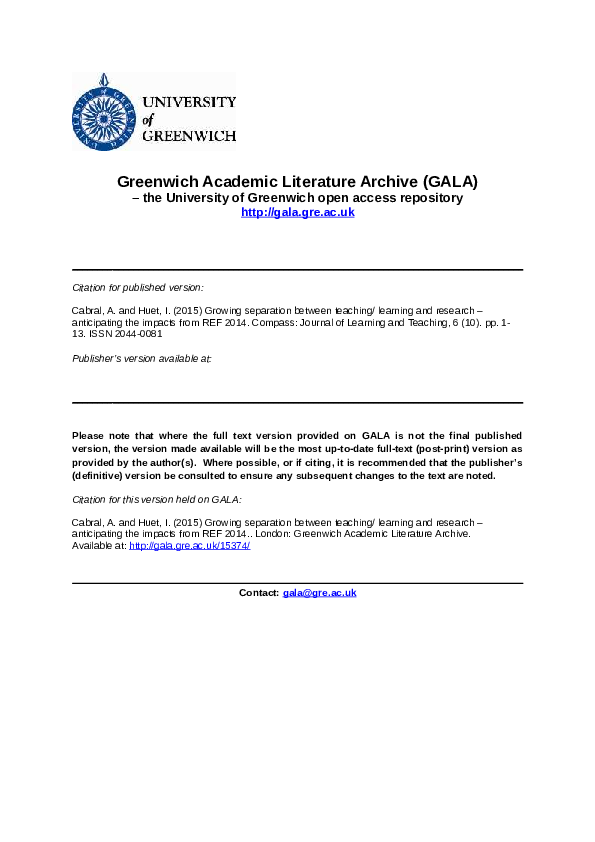 (PDF) Greenwich Academic Literature Archive (GALA)