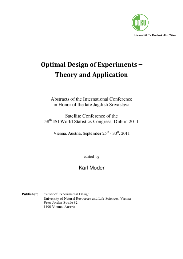 (PDF) Optimal Design of Experiments ─ Theory and Application Abstracts ...