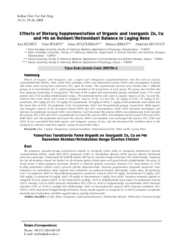 (PDF) Effects of dietary supplementation of organic and inorganic Zn ...