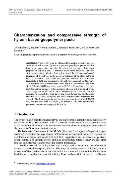 (PDF) Characterization and compressive strength of fly ash based ...