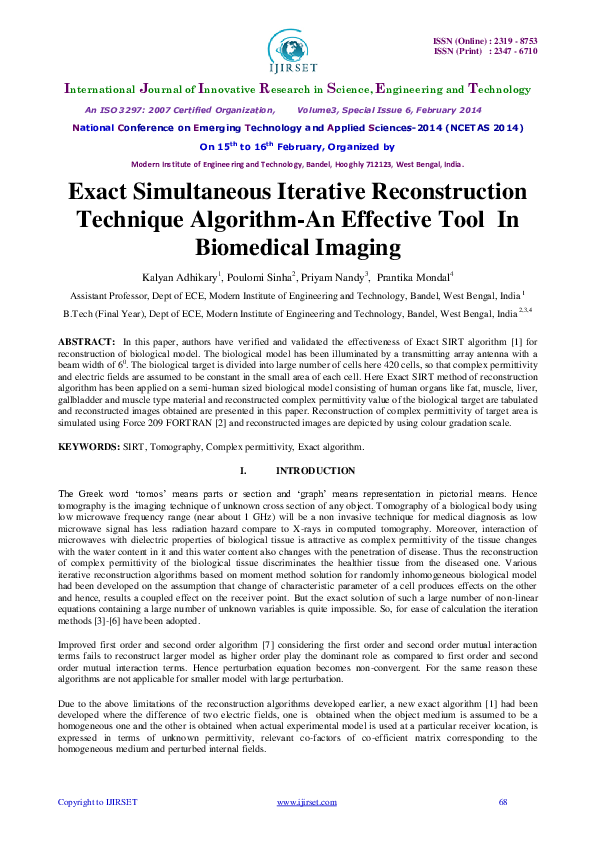 (PDF) Exact Simultaneous Iterative Reconstruction Technique Algorithm ...